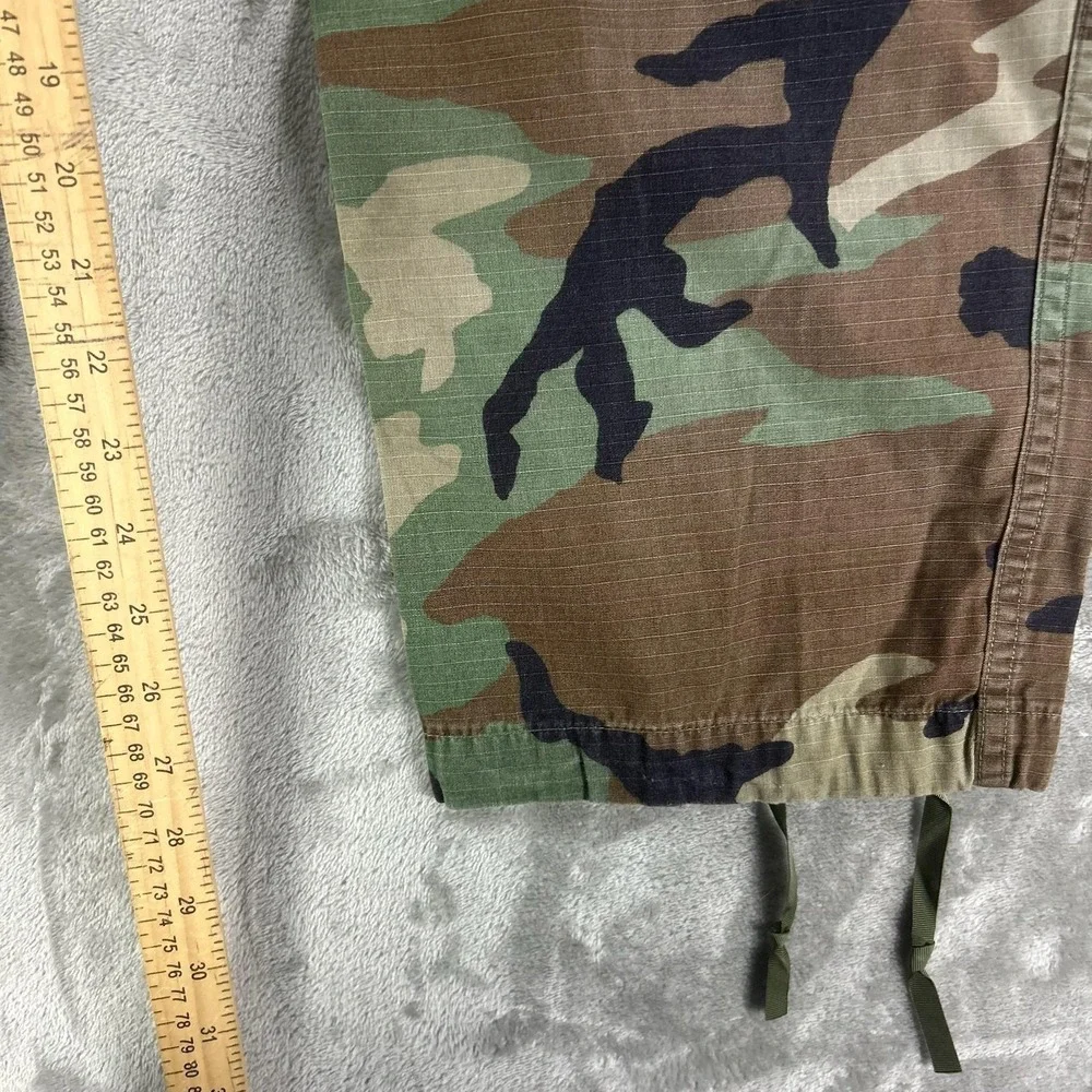 Camo Cargo Pants Mens 33x27 Green Ripstop Adjustable BDU Military Drawstring